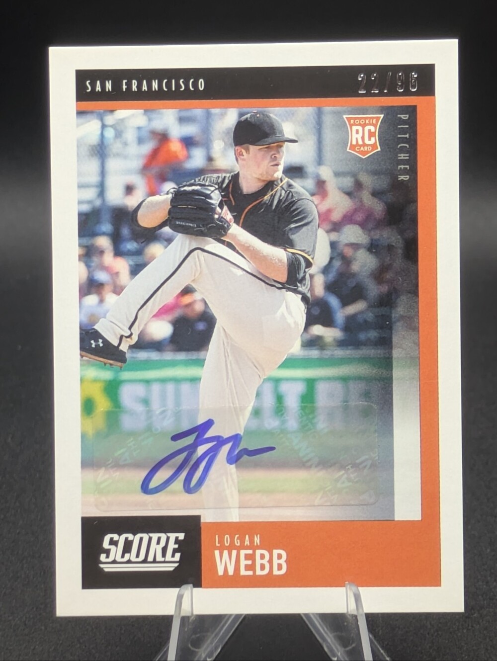 2020 Panini Score # /96 Logan Webb RC Auto #9 San Francisco Giants Rookie Signed